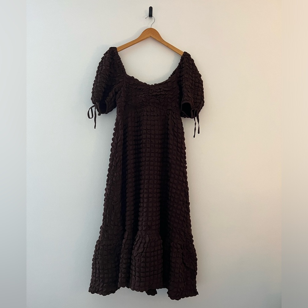 Brown Ruched Maxi Dress